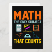 Math Subject Counts Mathematic Maths Teacher 招待状 (正面/裏面)
