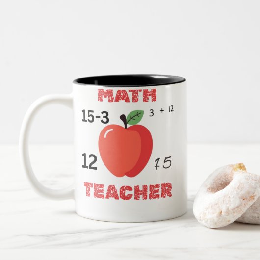 Math teacher apple design funny math teacher shirt ツートーンマグカップ (ドーナツ)
