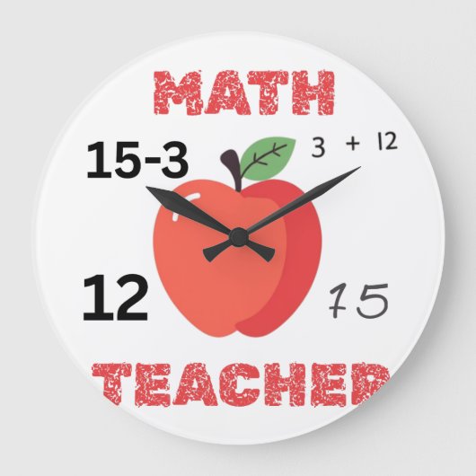 Math teacher apple design funny math teacher shirt ラージ壁時計 (正面)