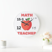 Math teacher apple design funny math teacher shirt ラージ壁時計 (ホーム)