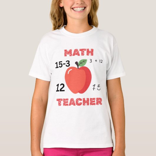 Math teacher apple design funny math teacher shirt tシャツ (正面)