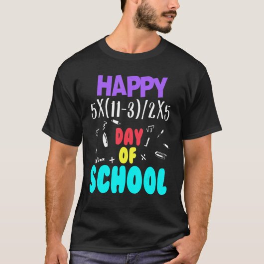 Math Teacher Happy 100th Day of School Equations_1 Tシャツ (正面)