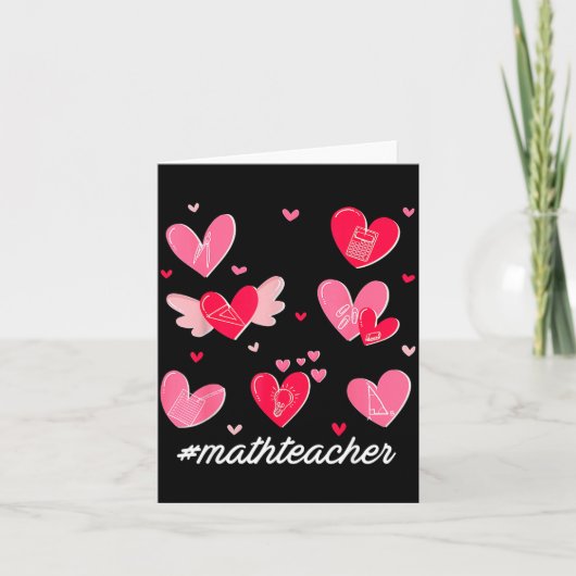 Math Teacher Heart Valentines Day Mathematics Teac カード (正面)