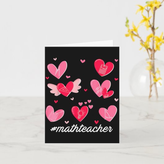 Math Teacher Heart Valentines Day Mathematics Teac カード (黄色い花)