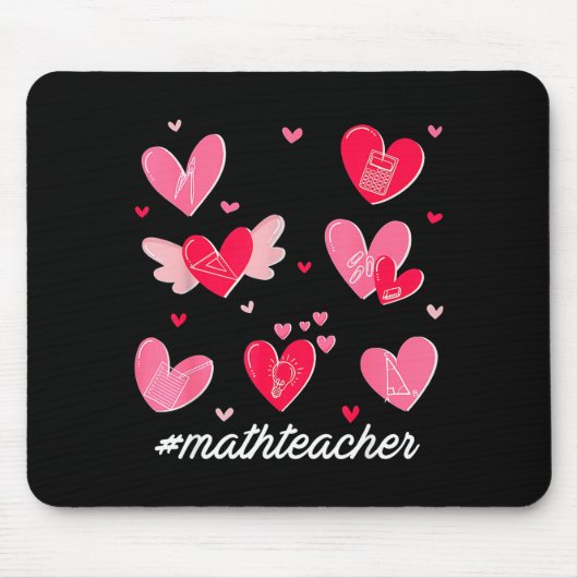 Math Teacher Heart Valentines Day Mathematics Teac マウスパッド (正面)