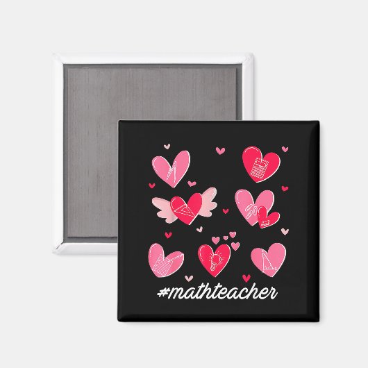 Math Teacher Heart Valentines Day Mathematics Teac マグネット (正面/裏面)