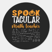 Math Teacher Scary Math Lover Mathematics Hallowee ラウンドシール (正面)