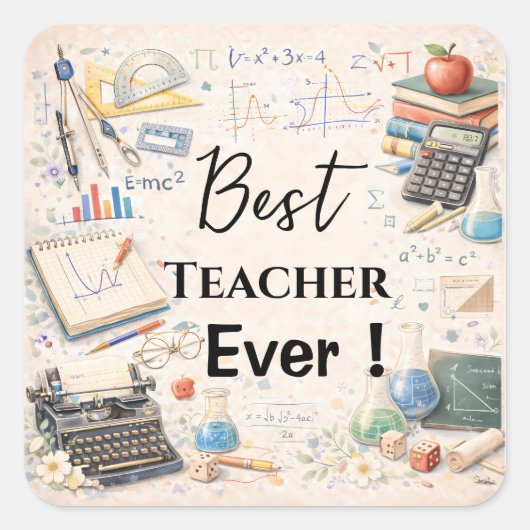 Math Teacher Thank You Gifts | End of School Year スクエアシール (正面)