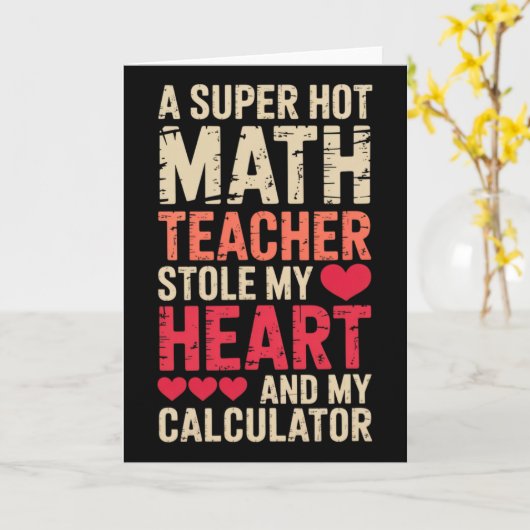 Math Teacher Valentine's Day Algebra Calculus Love カード (黄色い花)