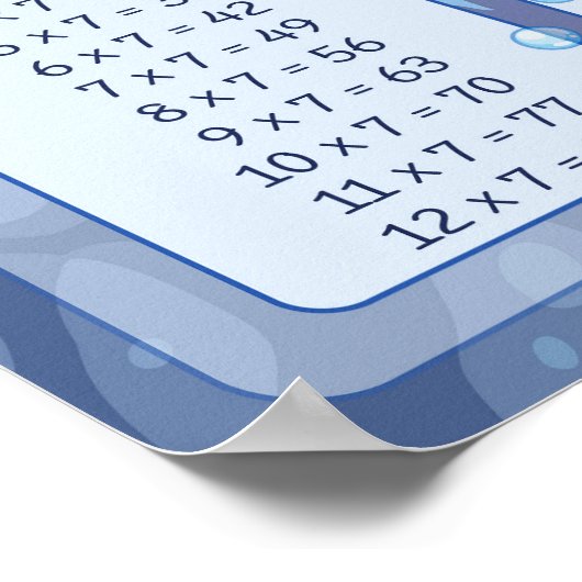 Math Times Tables Cute Mermaid Fish Educational ポスター (角)