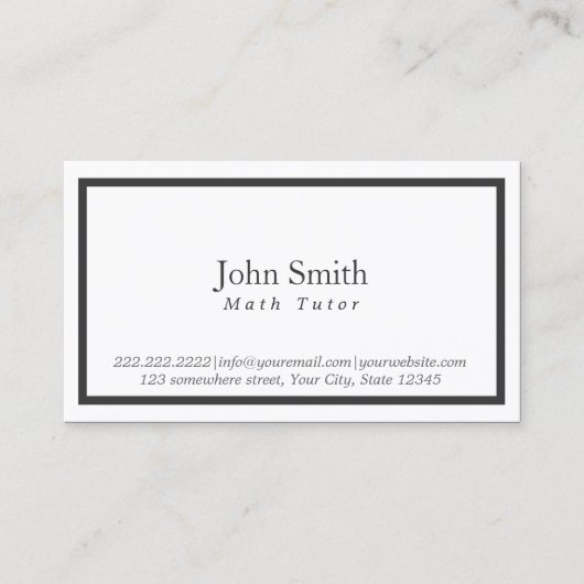 Math Tutor ミニマル Black Framed 名刺 (正面)