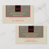 Math Tutor 3.5インチx 2.0インチ名刺 名刺 (正面/裏面)