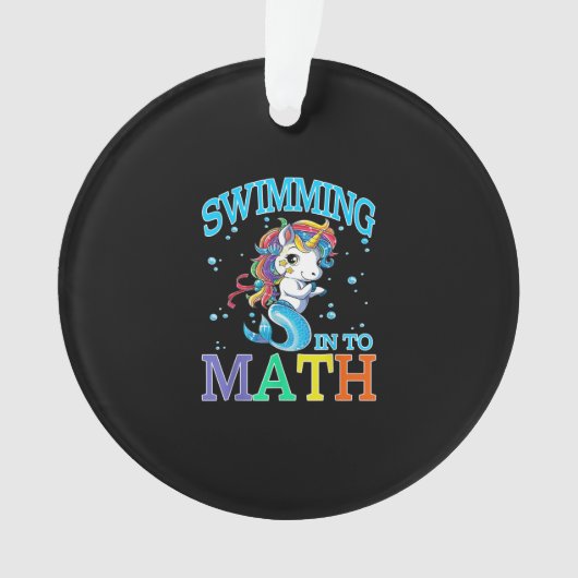 Math UnicornのMermaid Tシャツに泳ぐ オーナメント (正面)