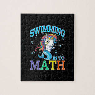 Math UnicornのMermaid Tシャツに泳ぐ ジグソーパズル