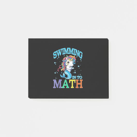 Math UnicornのMermaid Tシャツに泳ぐ ポストイット (正面)