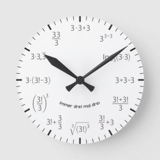 Mathe Wanduhr Drei mal Drei ラウンド壁時計