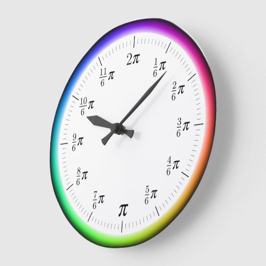 Mathematical π Time Wall Clock with Rainbow Circle ラージ壁時計 (傾斜)