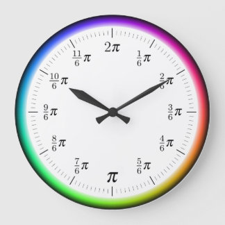Mathematical π Time Wall Clock with Rainbow Circle ラージ壁時計