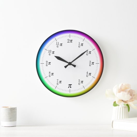 Mathematical π Time Wall Clock with Rainbow Circle ラージ壁時計 (ホーム)
