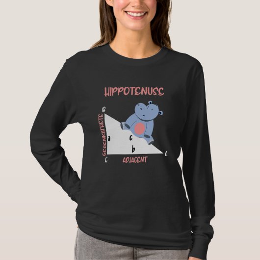Mathematician Hippotenuse Hippo Triangle Tシャツ (正面)