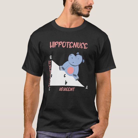 Mathematician Hippotenuse Hippo Triangle Tシャツ (正面)