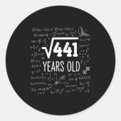 Mathematics Square Root 441 Years Old, Clever Math ラウンドシール (正面)