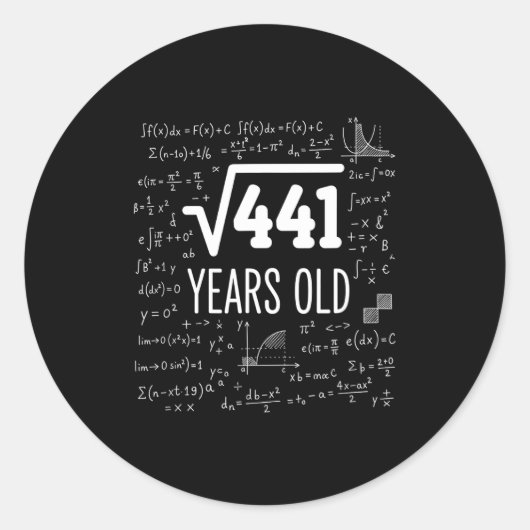 Mathematics Square Root 441 Years Old, Clever Math ラウンドシール (正面)