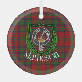 Matheson Scottish Clan Tartan & Crest ガラスオーナメント