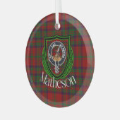 Matheson Scottish Clan Tartan & Crest ガラスオーナメント (正面左)