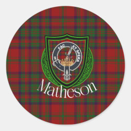 Matheson Scottish Clan Tartan & Crest ラウンドシール