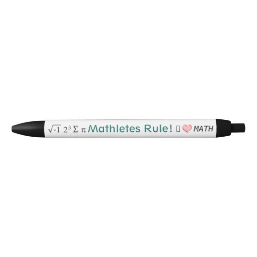 Mathletes Rule I Love Math and i 8 sum piおもしろい 黒ボールペン (正面)