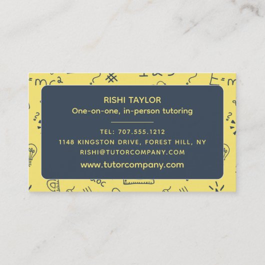 Mathmatic Iconデザイン、Math Tutor、先生 名刺 (裏面)