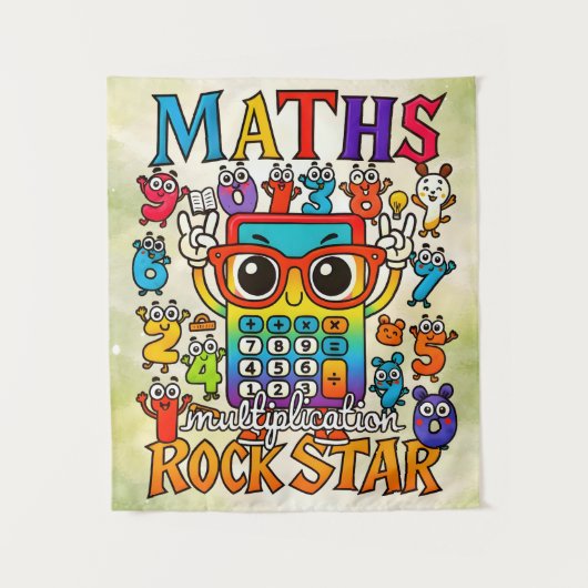 Maths Multiplication Rockstar Cute Poster for Kids タペストリー (正面)