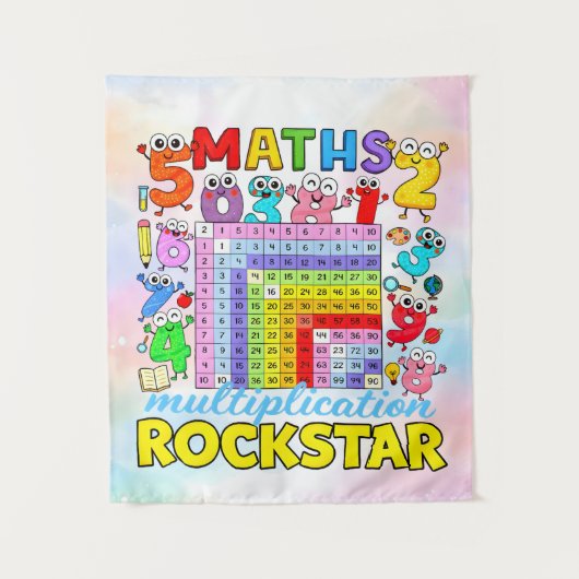 Maths Multiplication Rockstar Number Day Design タペストリー (正面)