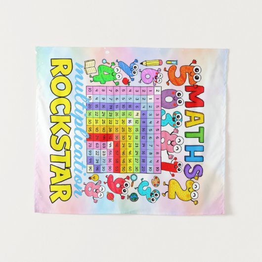 Maths Multiplication Rockstar Number Day Design タペストリー (正面(横))
