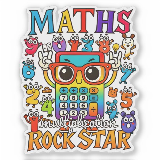 Maths Rock Star Cute Math Sticker for Kids シール (正面)