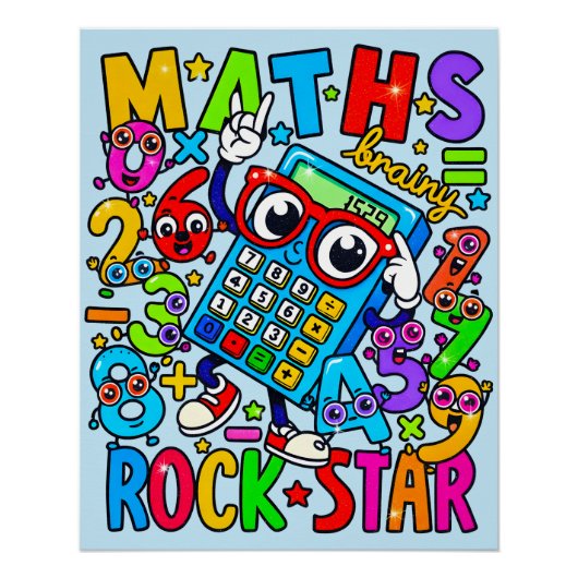 Maths Rock Star Poster for Kids UK Classroom ポスター (正面)
