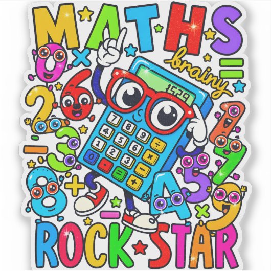 Maths Rock Star Sticker for Kids UK シール (正面)