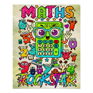 Maths Rockstar Cute Calculator Design ポスター