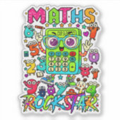 Maths Rockstar Cute Numbers Sticker for Kids シール (正面)