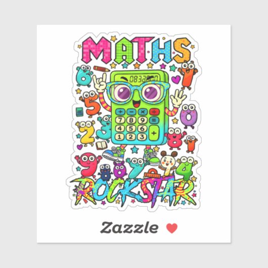 Maths Rockstar Cute Numbers Sticker for Kids シール (シート)