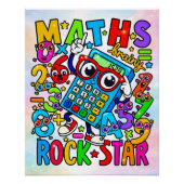 Maths Rockstar Fun Numbers Sticker for Kids ポスター (正面)
