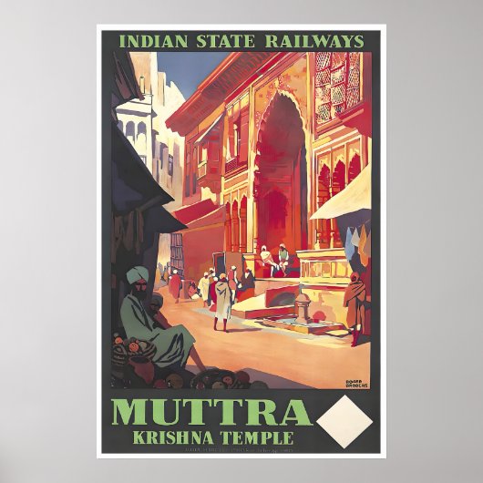 Mathura India Print Krishna Temple Poster Roger ポスター (正面)