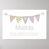 Matilda女の子の名前と意味のバンティングポスター ポスター (正面)