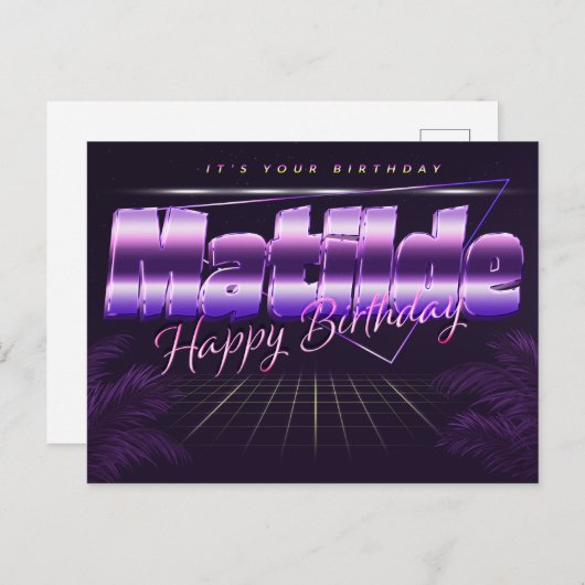 Matilde Name Vorname lila Postkarte Geburtstag ポストカード (正面/裏面)