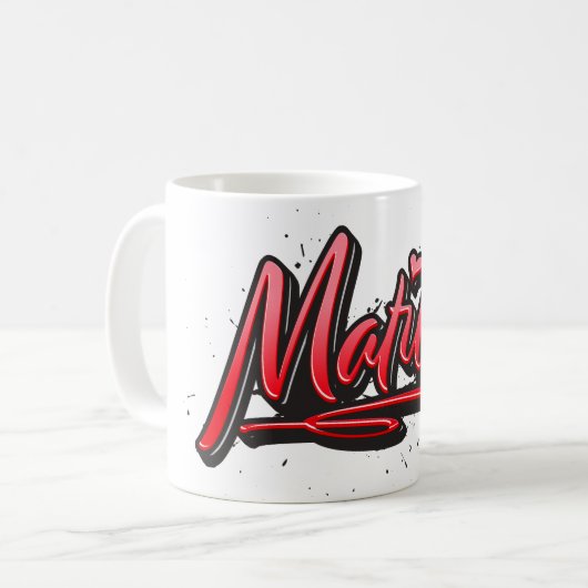 Matilde red Heart Graffiti Tasse Kaffeetasse コーヒーマグカップ (正面左)