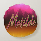 Matilde Vorname Name golden pink Kissen ラウンドクッション (裏面)
