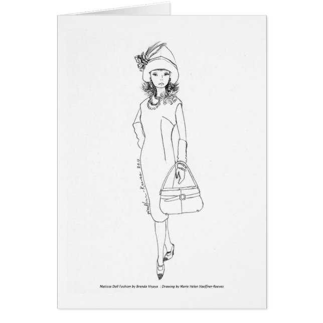 Matisseの人形のファッションの水彩画の赤かBlk CapeDress (正面)