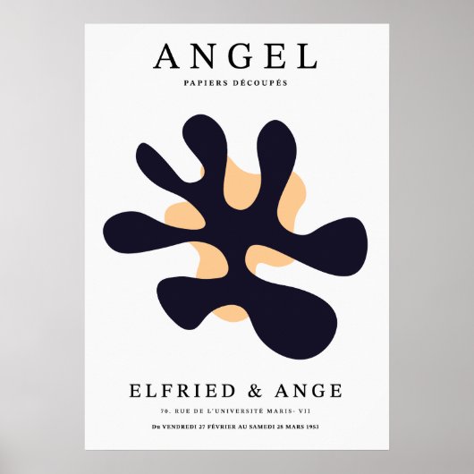 Matisse Abstract Organic Shape Art Print Navy ポスター (正面)