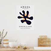 Matisse Abstract Organic Shape Art Print Navy ポスター (キッチン)